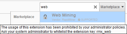 RapidMiner Studio global search when only shipped extensions are whitelisted. 