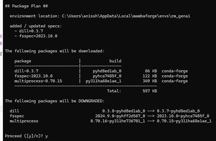 Installation of dill and fsspec